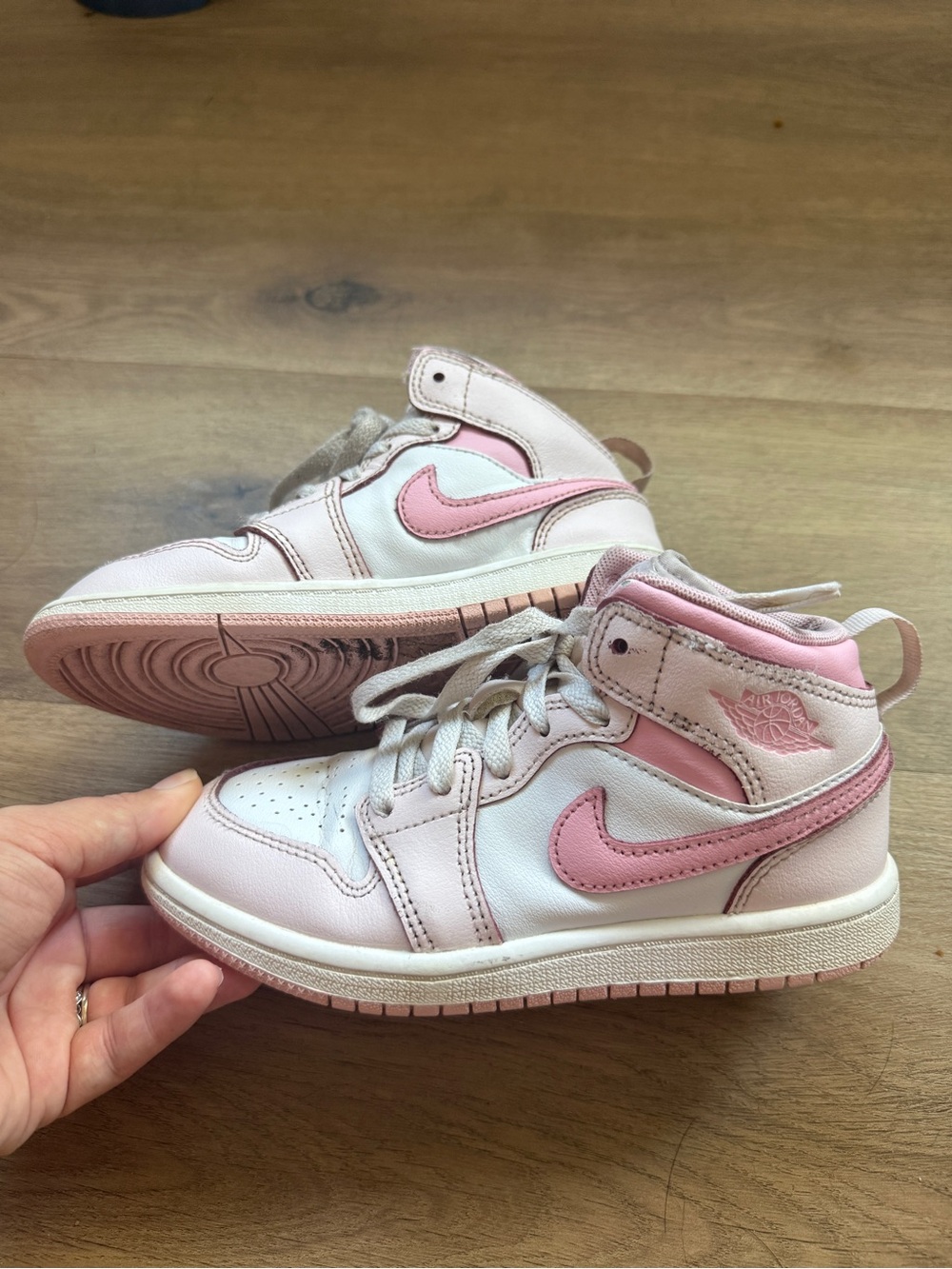Nike Kids Pink and White High-Top Sneakers